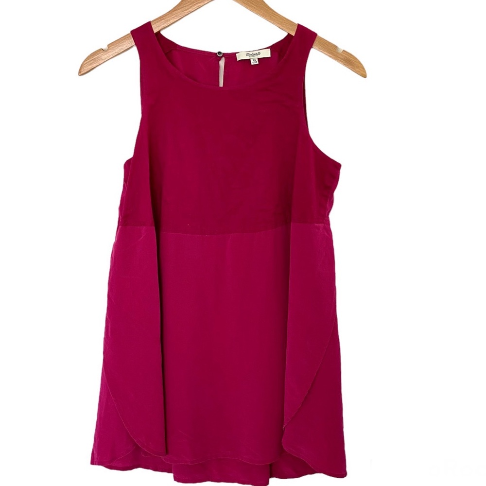 MADEWELL Sunbask Pink Silk Sleeveless Blouse Top